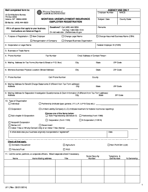 MT Unemployment Registration Payroll Data Header  Form