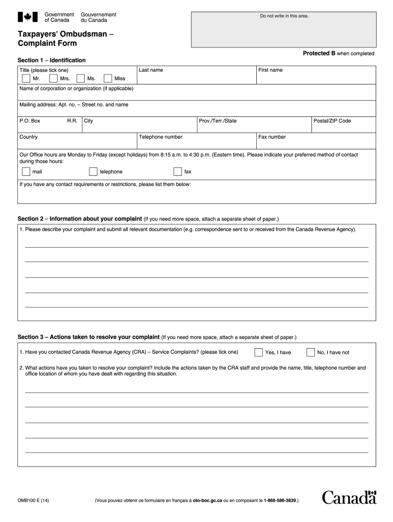  Omb100 E Form 2014