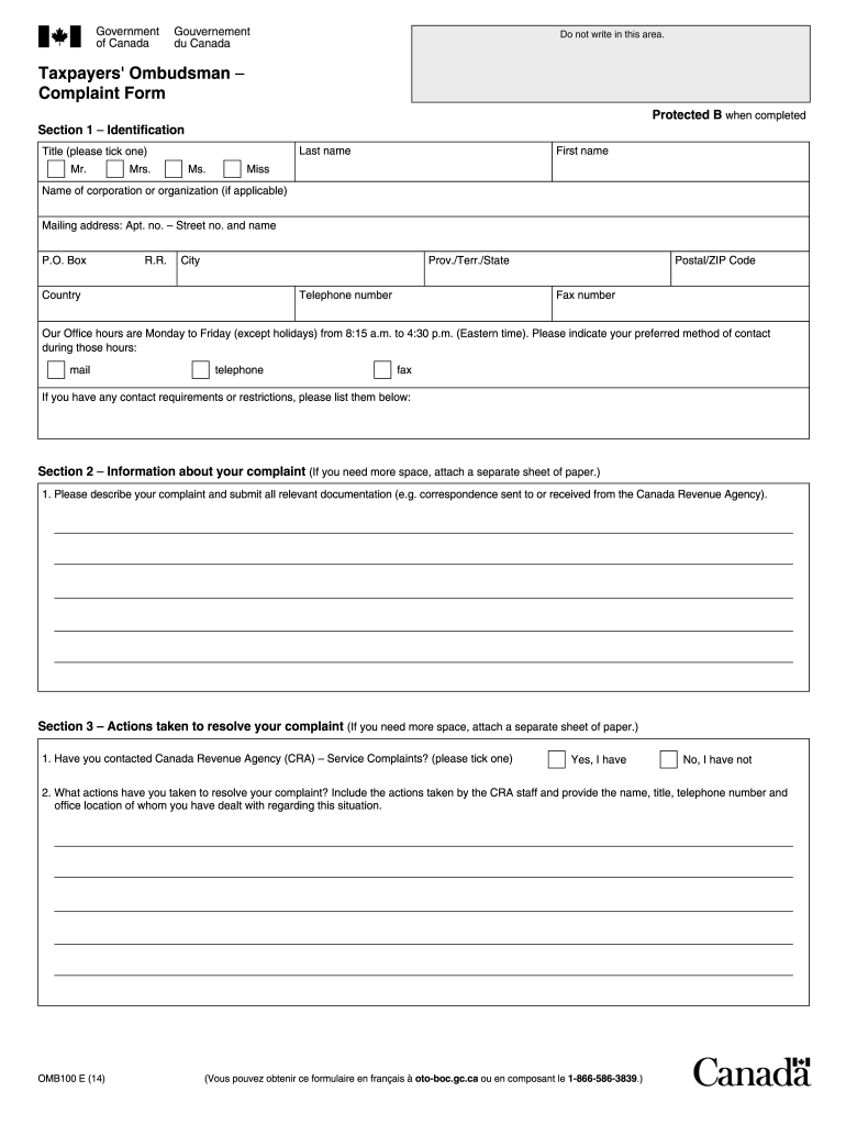 Omb100 E Form 2014