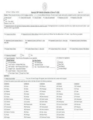 A GA IRP Vehicle Schedule a Form T 138 SWPA Ag Swpa