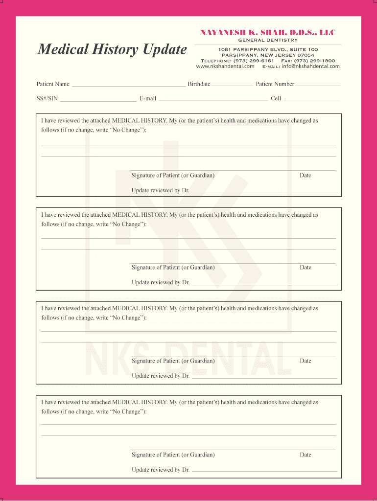 Medical Update Form NKS Dental