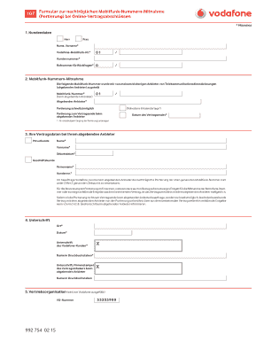 Portierungserkl Rung Vodafone PDF  Form