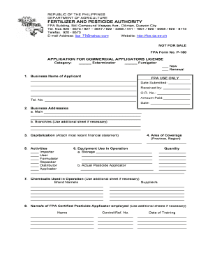 Fertilizer and Pesticide Authority Application Form