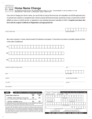 Horse Name Change AQHA Com  Form