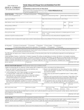 Vendor Setup and Change Form and Substitute Form W 9 Si Lds