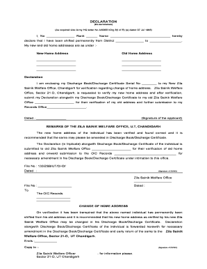 DECLARATION Zila Sainik Welfare Office  Form