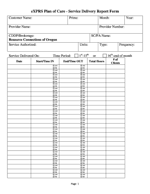 Delivery Report Template  Form