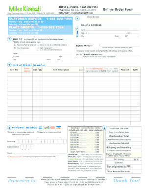 Miles Kimball Catalog Quick Order  Form