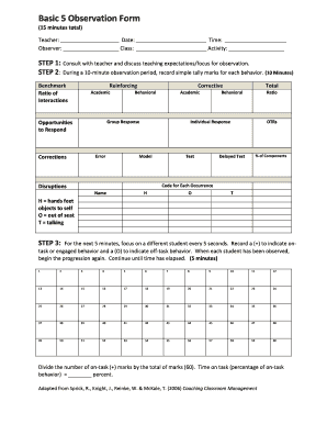 Basic 5 Observation Form