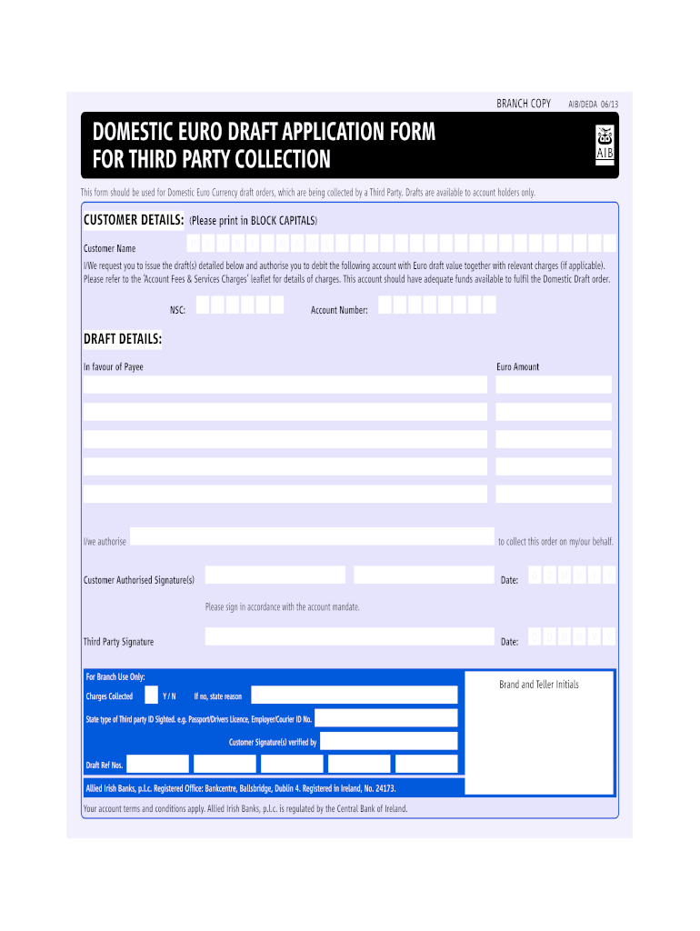 Aib Bank Draft Application Form