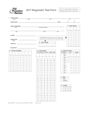 ACT Diagnostic Test Form Random House