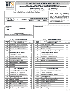 Ibsl Exam Time Table  Form