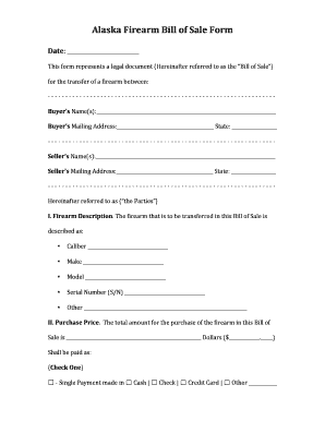 Alaska Firearm Bill of Sale  Form