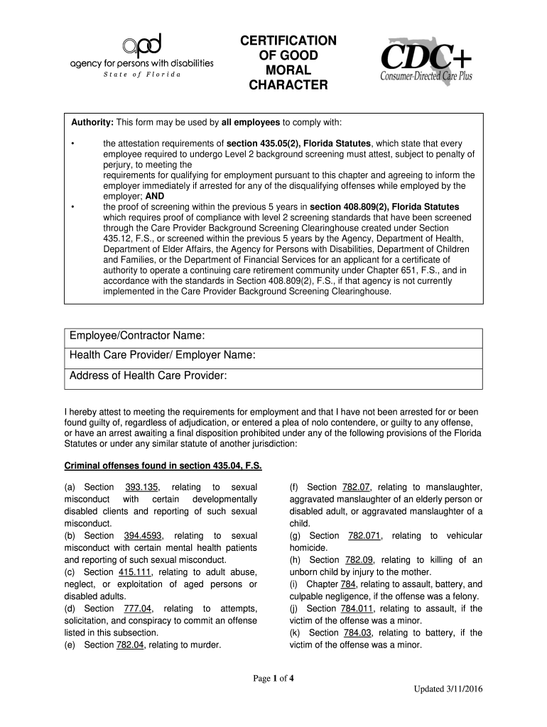  Sample Certificate of Good Moral Character 2016-2024