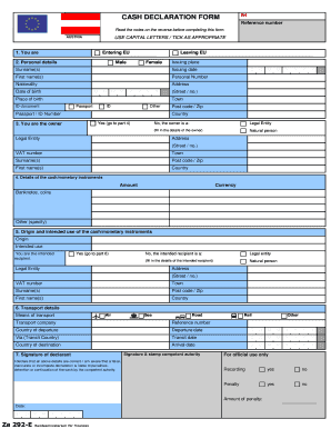 Cash Declaration  Form