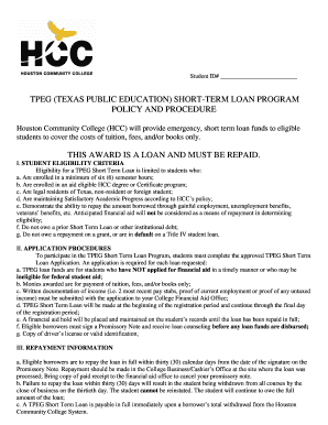 Hcc Emergency Loan  Form