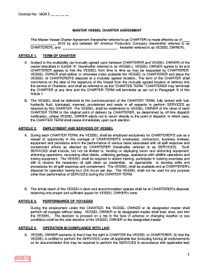 Vessel Charter Agreement Sample  Form