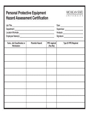 Ppe Evaluation Form Template