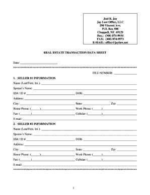 Real Estate Deal Sheet Template  Form