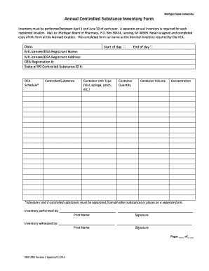 Annual Controlled Substance Inventory  Form