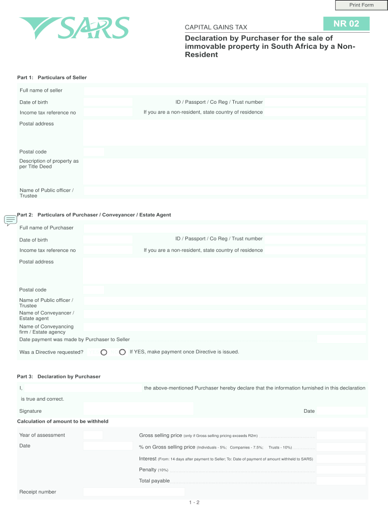 Declaration by Purchaser South Africa Form