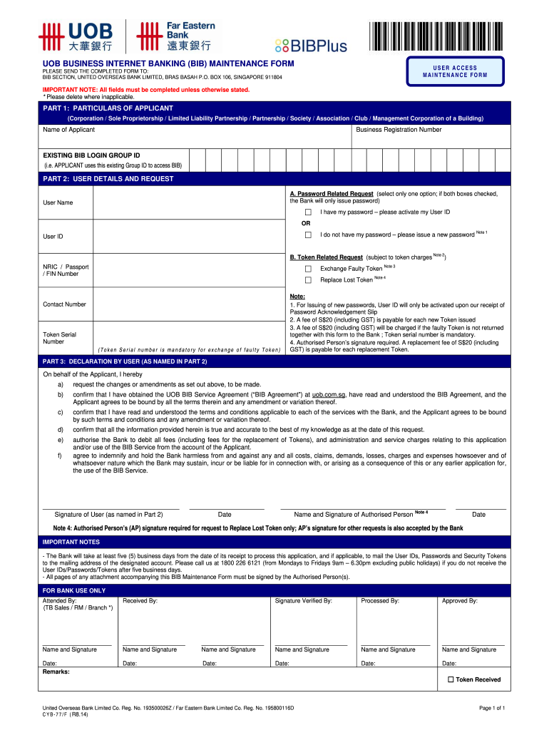  BIB Maintenance Form  User AccessCYB 77F R8 14 DOC 2014-2024