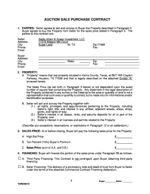 AUCTION SALE PURCHASE CONTRACT Tranzon  Form