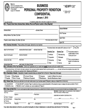 Business Personal Property Rendition Harris County  Form