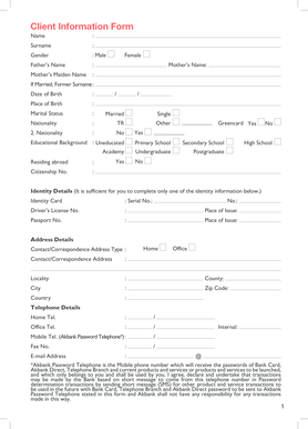 Akabank New Bank Account Form