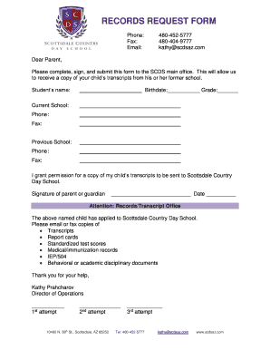 School Records Request Form PDF
