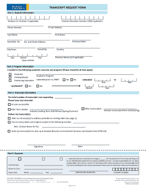 Ryerson University Transcript Request  Form