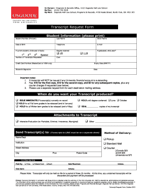 Osgoode Transcript Request  Form