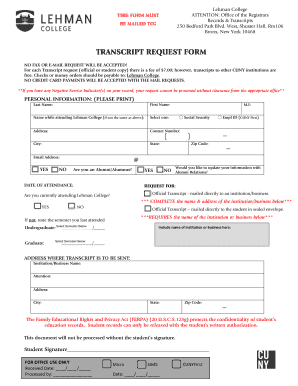 Lehman College Registrar  Form