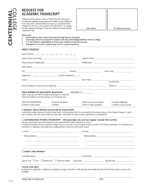Centennial College Transcript  Form