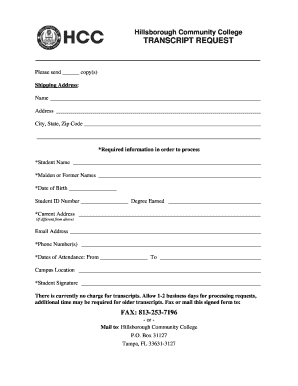 Hillsborough Community Transcript  Form