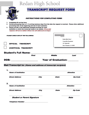 Transcript Request Forms Redan High School