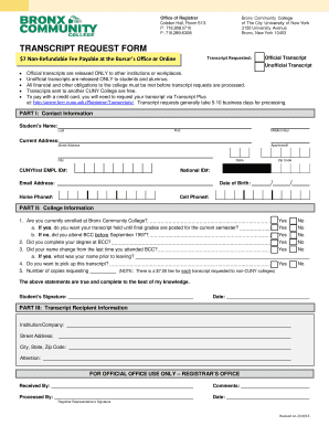 Bronx Community College Transcripts  Form