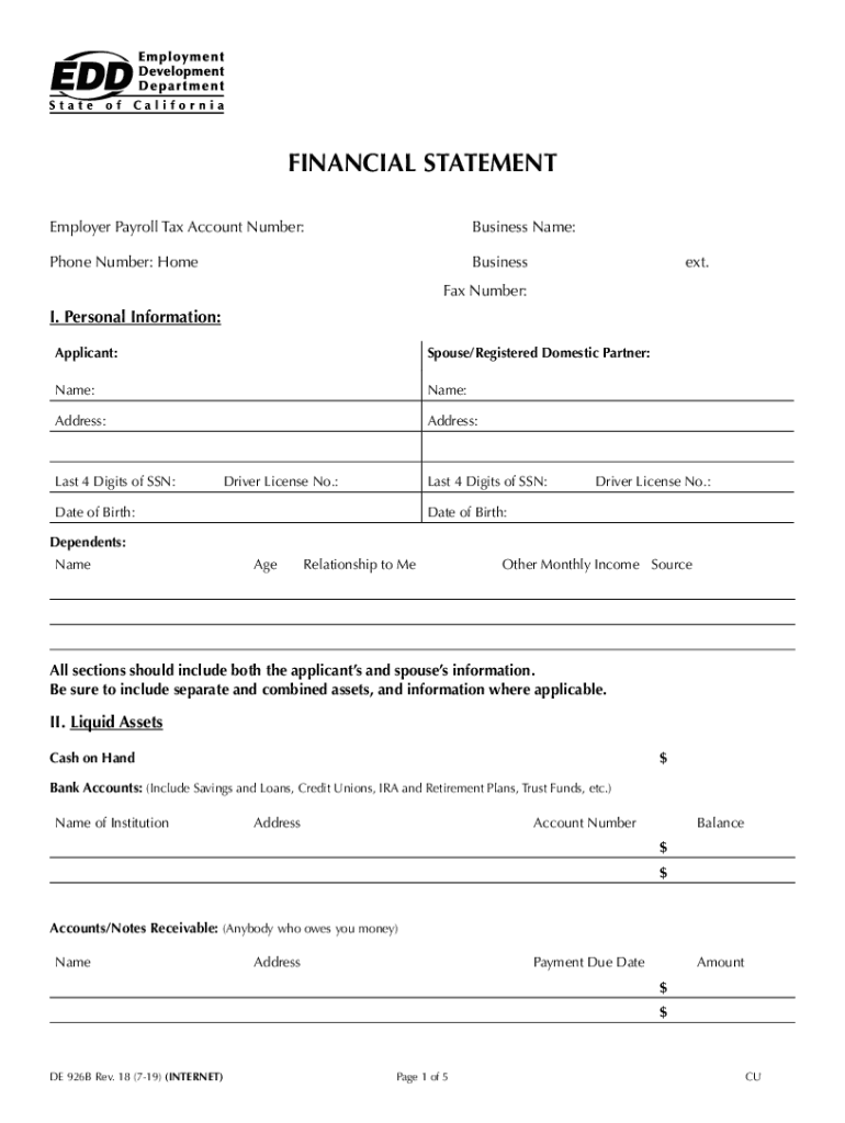  Financial Statement DE 926B Rev 18 7 19 2019-2024