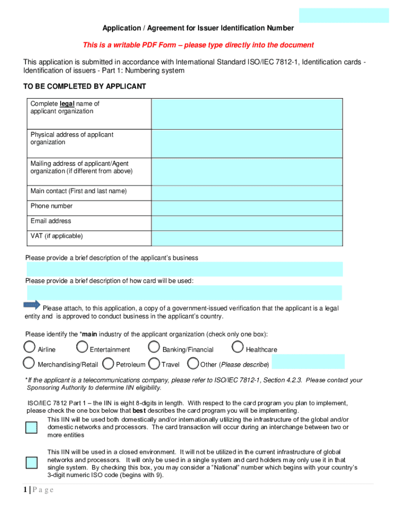 Canada Application Identification Number  Form