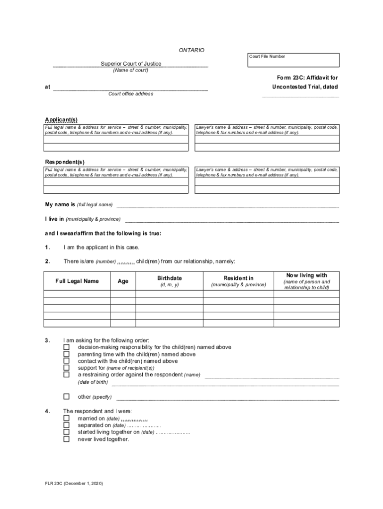 Form 23C Affidavit for