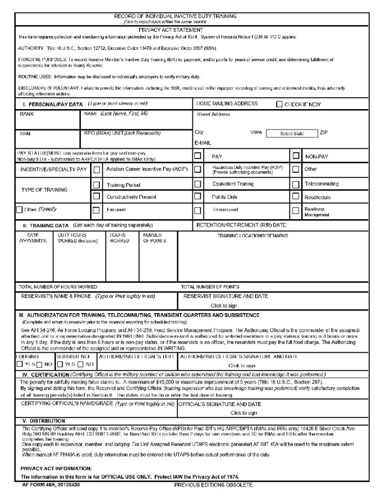 Af Form 40a