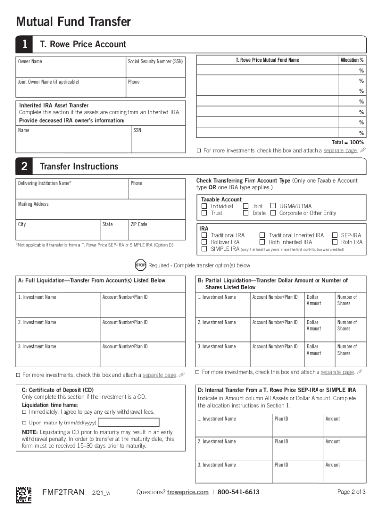 IRA Distribution T Rowe PriceForms T Rowe PriceMutual Fund Transfer T Rowe PriceMutual Fund Transfer T Rowe Price