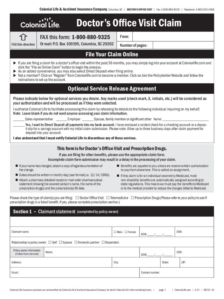 69121 16 Doctors Office Claim Form Indd