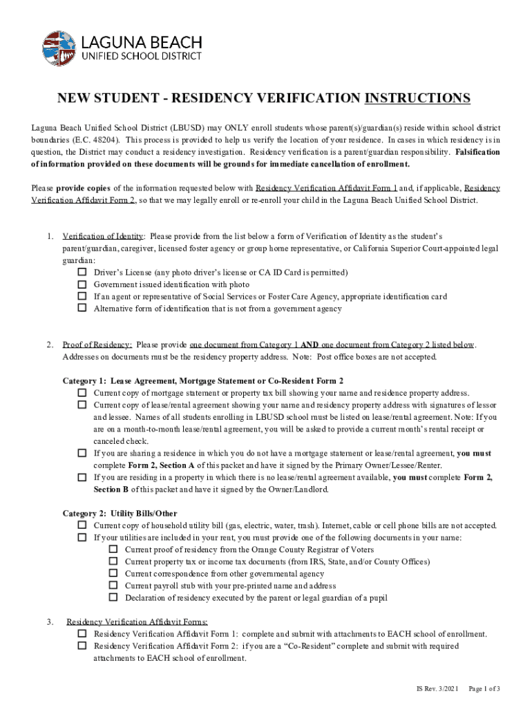  Forms Laguna Beach Unified School District 2021-2024