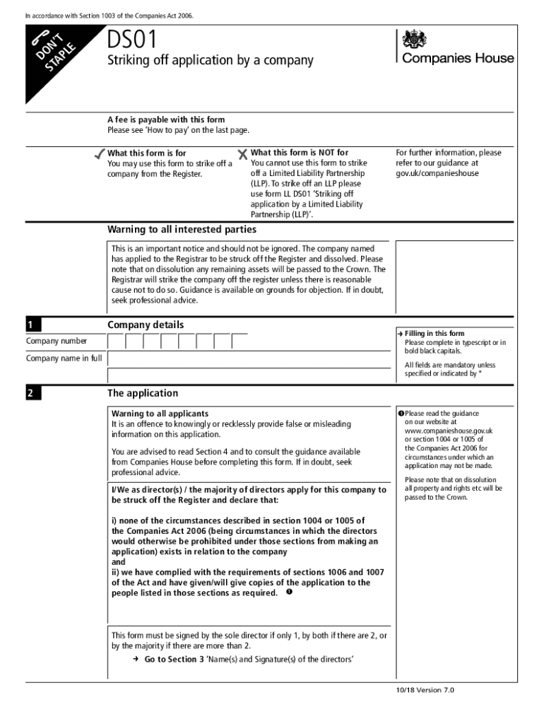 Strike off a Company  Form