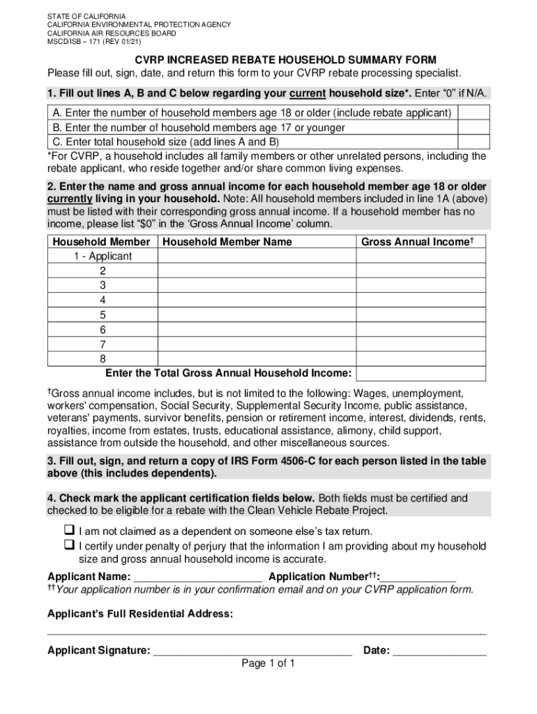  PDF CVRP Household Summary Form Clean Vehicle Rebate Project 2021-2024