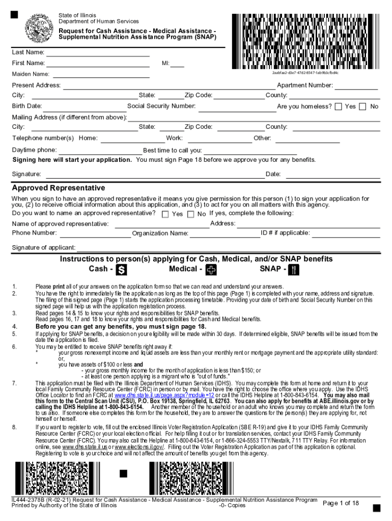 Instructions to Persons Applying for Cash, Medical, and State of Illinois 7 PERMANENT Department of Human State of Illinois Depa 2021