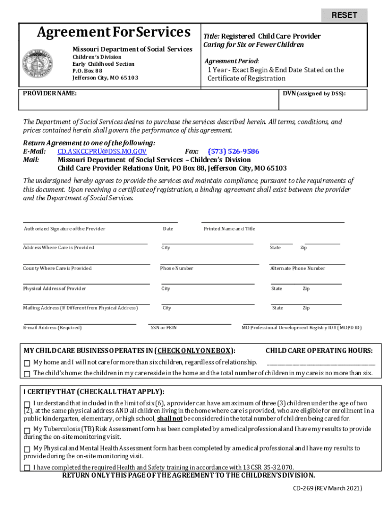  Children Agreement Care Provider 2021