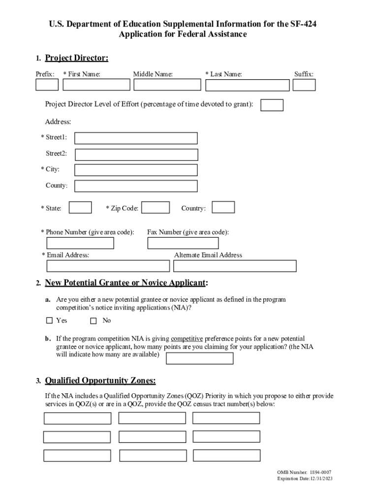  U S Department of Education Supplemental Information for the SF 424 December PDF 2020-2024