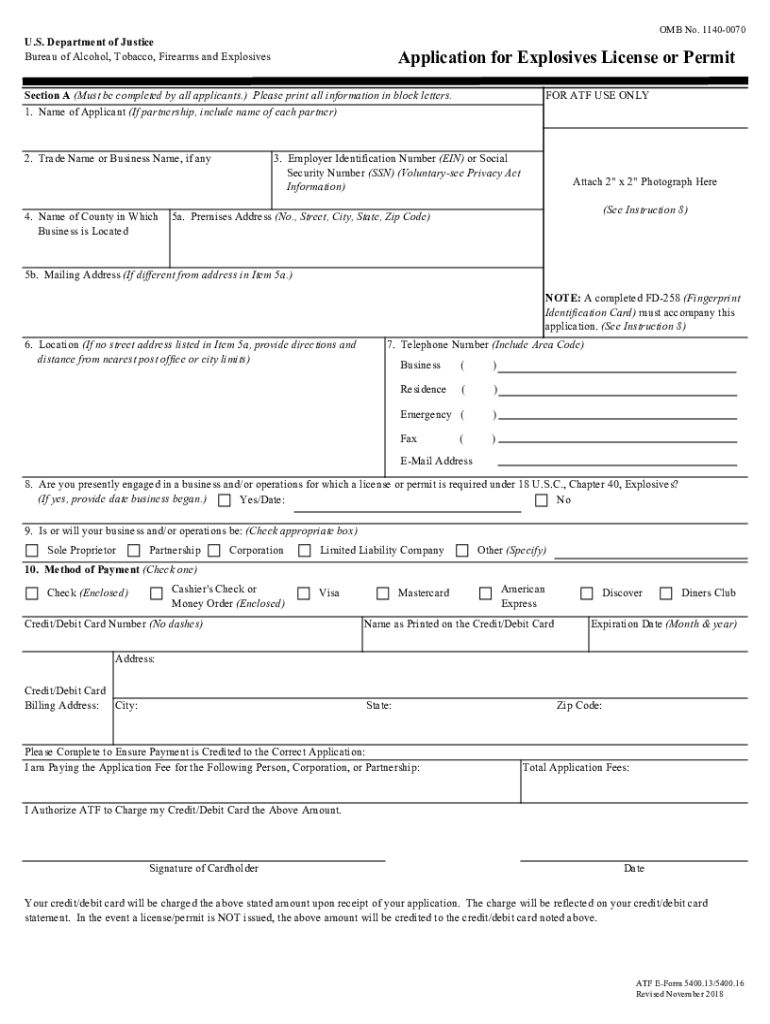 Agencies Alcohol, Tobacco, Firearms, and Explosives Bureau  Form